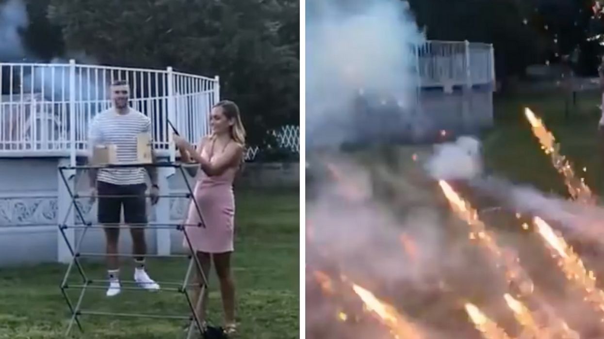 Couple's Fireworks Display For Gender Reveal Party Sends Guests Scrambling 😮