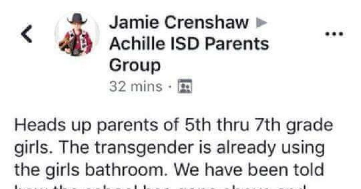 Oklahoma School Forced Into Lockdown After Parents Threaten Violence Against 12-Year-Old Transgender Child 😡