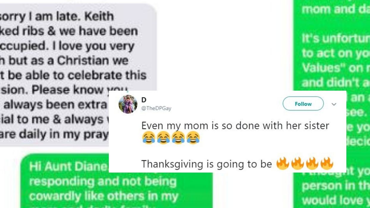Twitter User's Text Response To Aunt Who Won't Attend Gay Wedding Due To 'Christian Values' Rips Her A New One 🔥