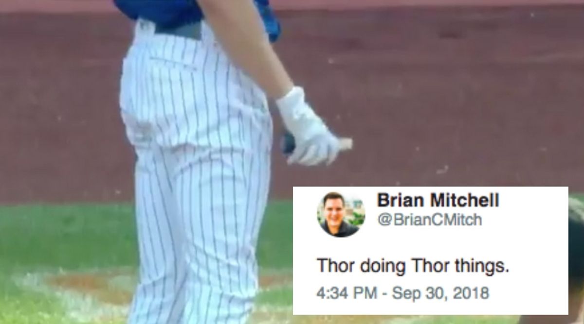 Baseball Player's Bat Breaks In His Hands Mid-Swing And People Have Jokes