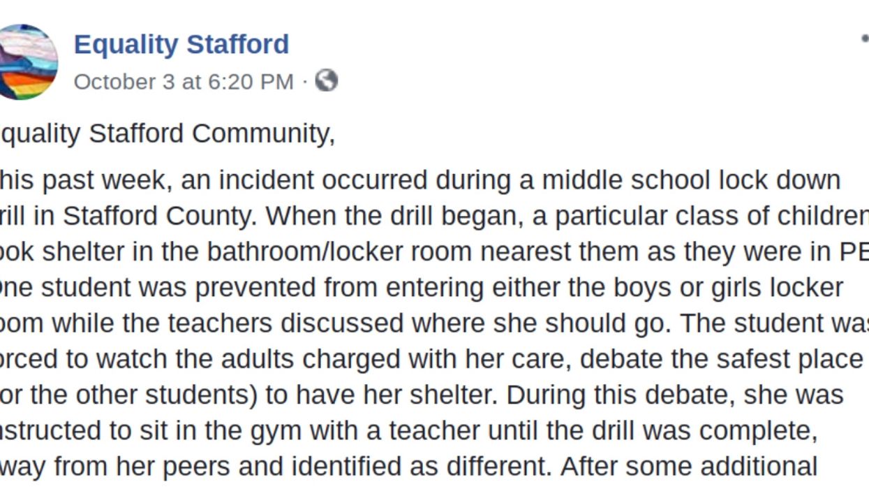 Transgender Middle School Student Left Alone During Active Shooter Drill Because Teachers Didn't Know Where To Shelter Her 😡
