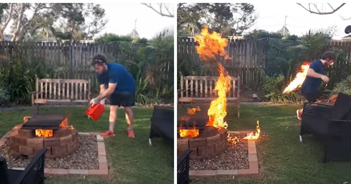 Man Tries To Throw More Gas On Fire In Viral Video—Ends Up Torching His Mom's Entire Yard 😮