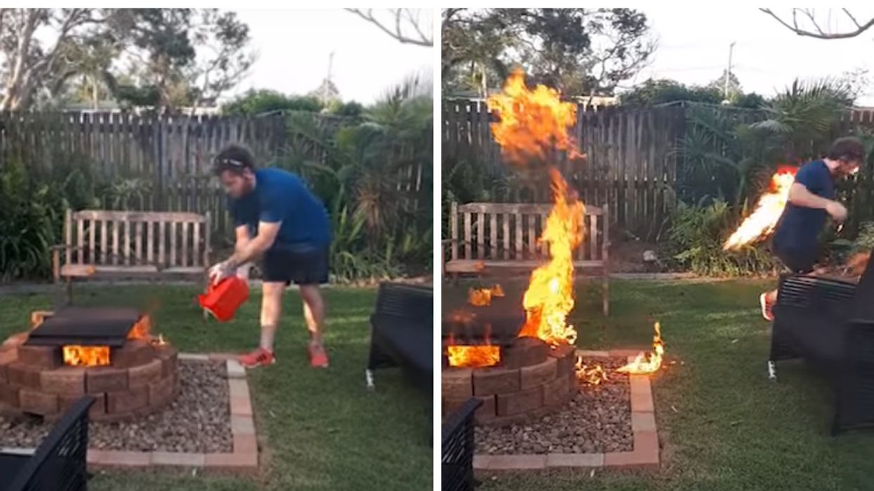 Man Tries To Throw More Gas On Fire In Viral Video—Ends Up Torching His Mom's Entire Yard 😮