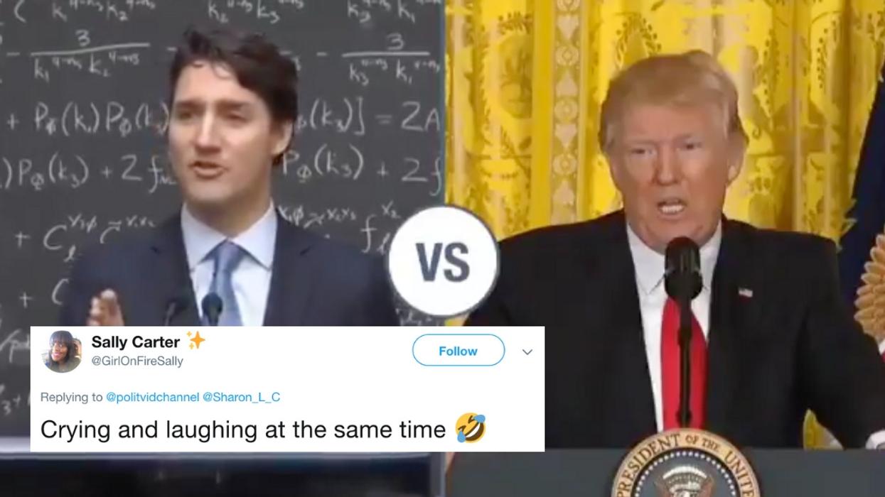 Side-By-Side Video Of Justin Trudeau and Trump Attempting To Explain Things Is Very Telling 😂