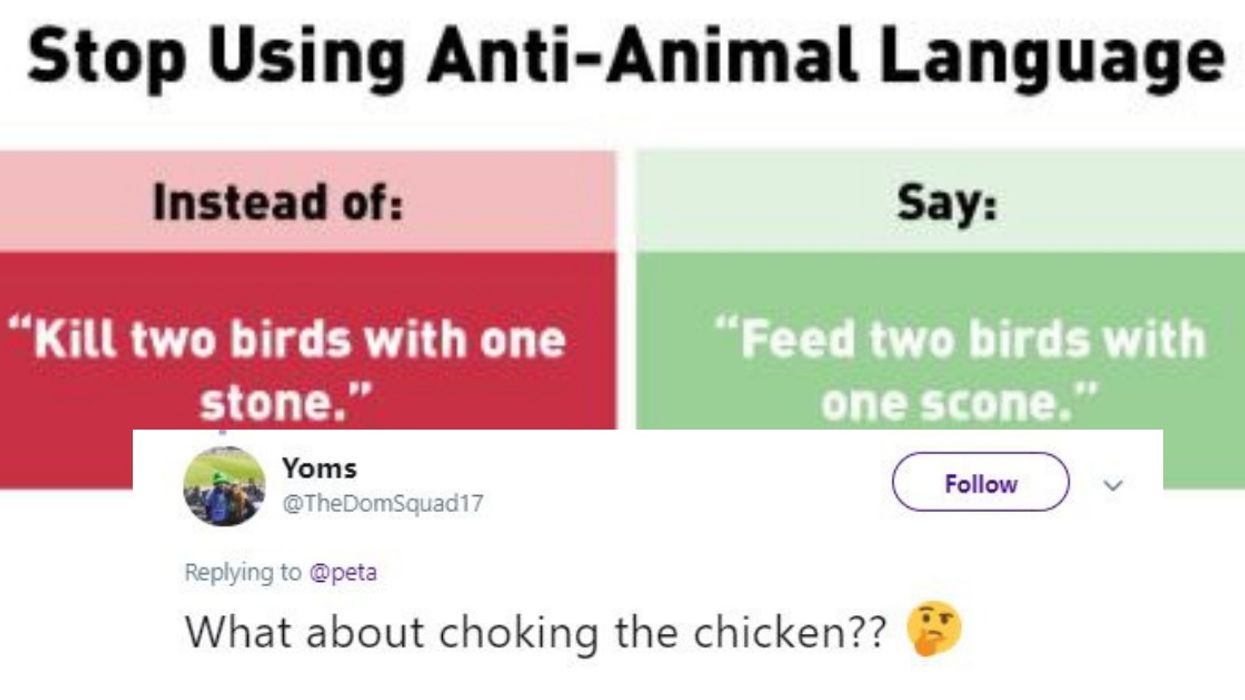 PETA Just Released Their 'Animal-Friendly' Versions Of Common Idioms—And The Internet Has Questions