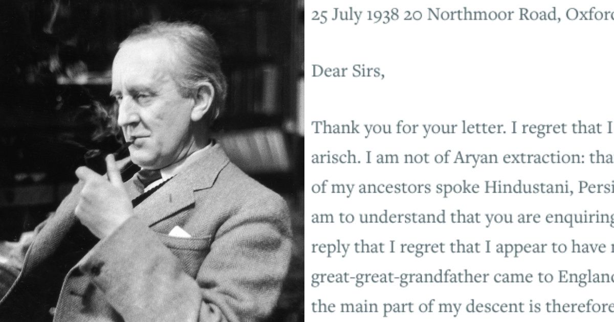 J.R.R. Tolkien's 1938 Response To Nazis Demanding To Know If He Was Jewish Is A History Lesson In Sick Burns