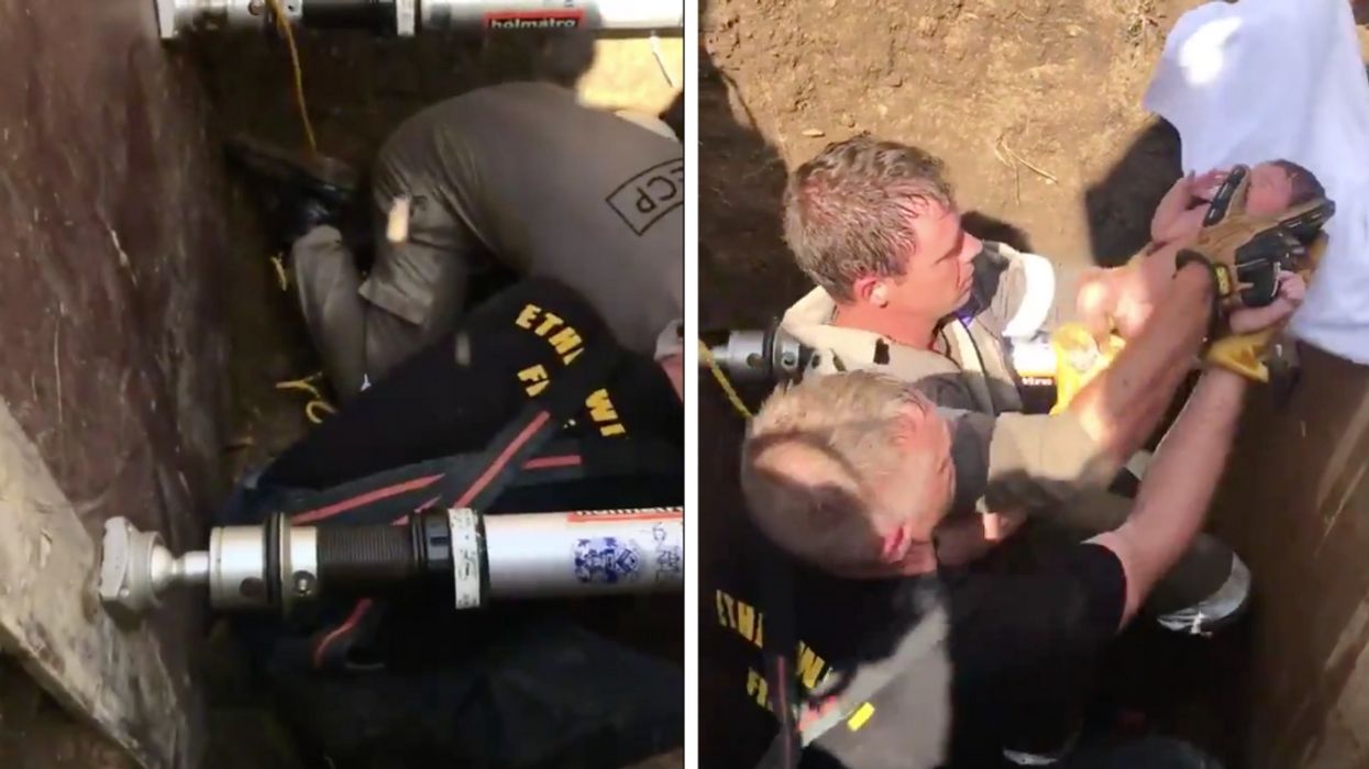 The Incredible Moment A Newborn Baby Is Rescued From A Storm Drain Is Caught On Film