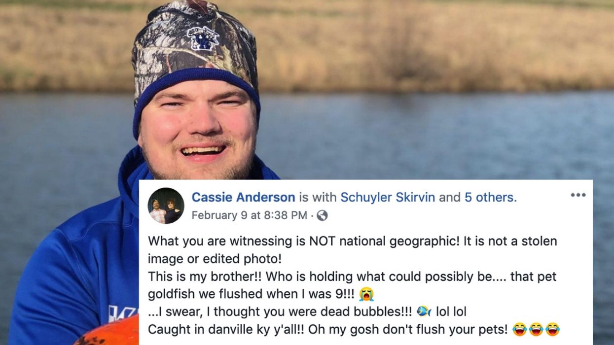 Guy Catches A Massive 20-Pound Goldfish Using Just Pieces Of A Leftover Biscuit As Bait