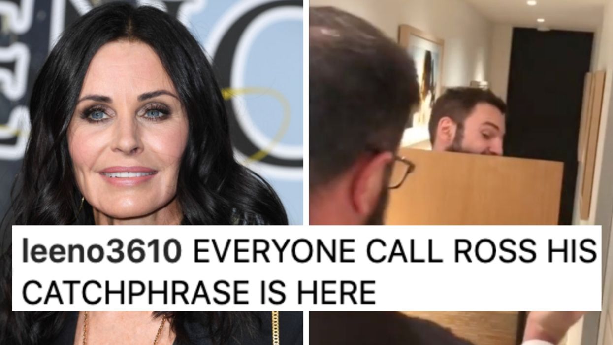 Courteney Cox Was Moving A Table And Couldn't Pass Up An Opportunity To Quote A Classic 'Friends' Scene