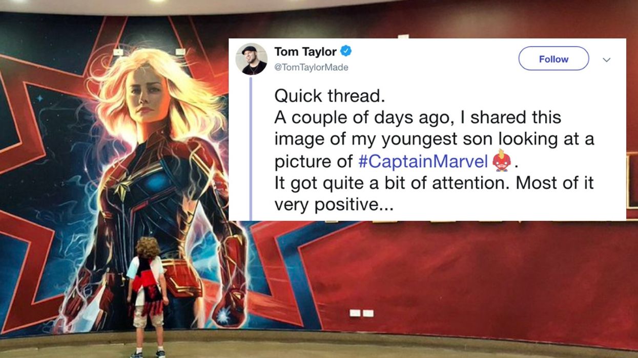 Comic Book Author Uses People Dumping On A Photo Of His Young Son Admiring Captain Marvel To Give A Powerful Reminder