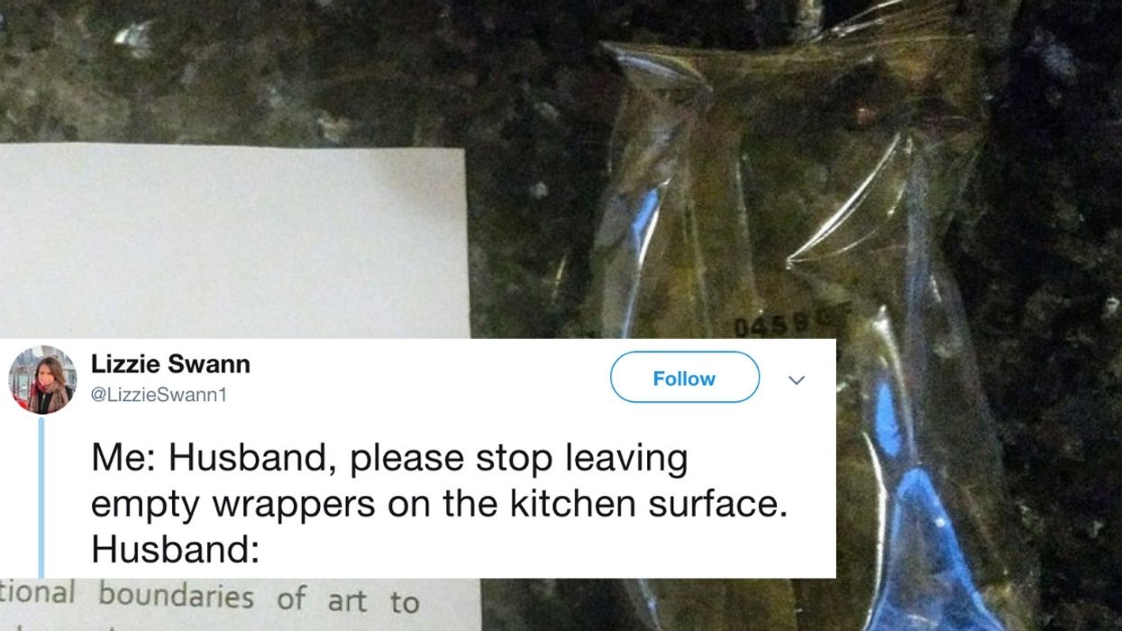 Guy Expertly Trolls His Wife By Turning A Discarded Wrapper Into A Work Of Art