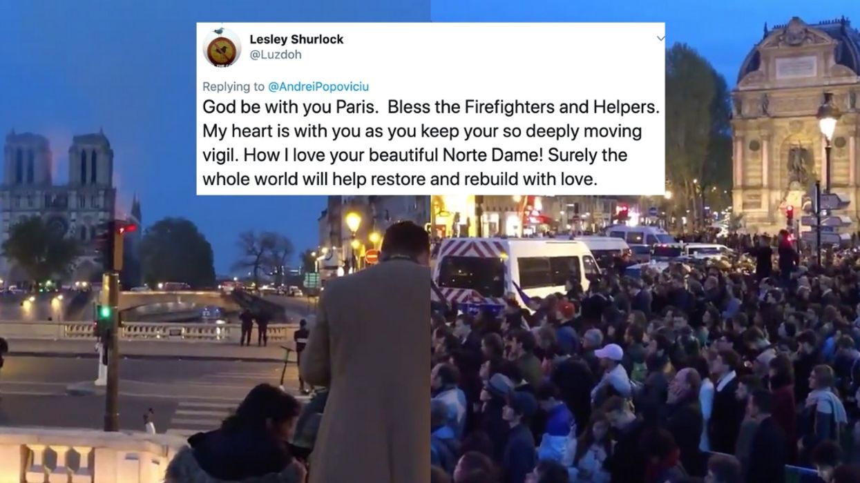 Surreal Videos Show Entranced Crowds Singing 'Ave Maria' As They Watch Notre-Dame Burn In The Night Sky