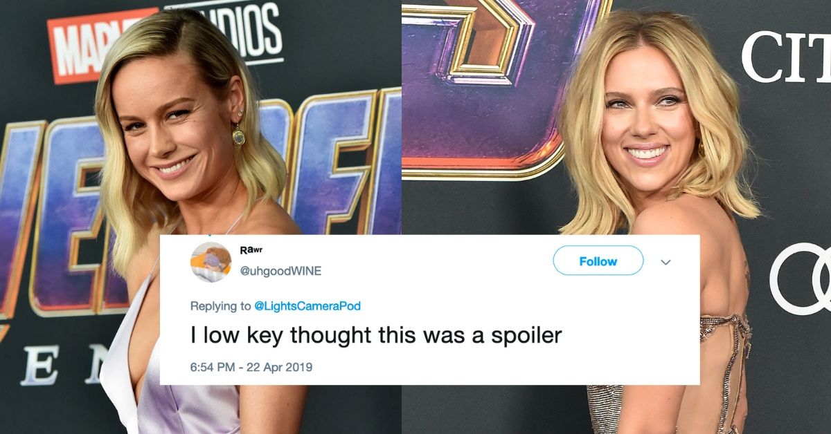 Brie Larson And Scarlett Johansson Rocked The 'Avengers: Endgame' Red Carpet Looking A Lot Like Thanos