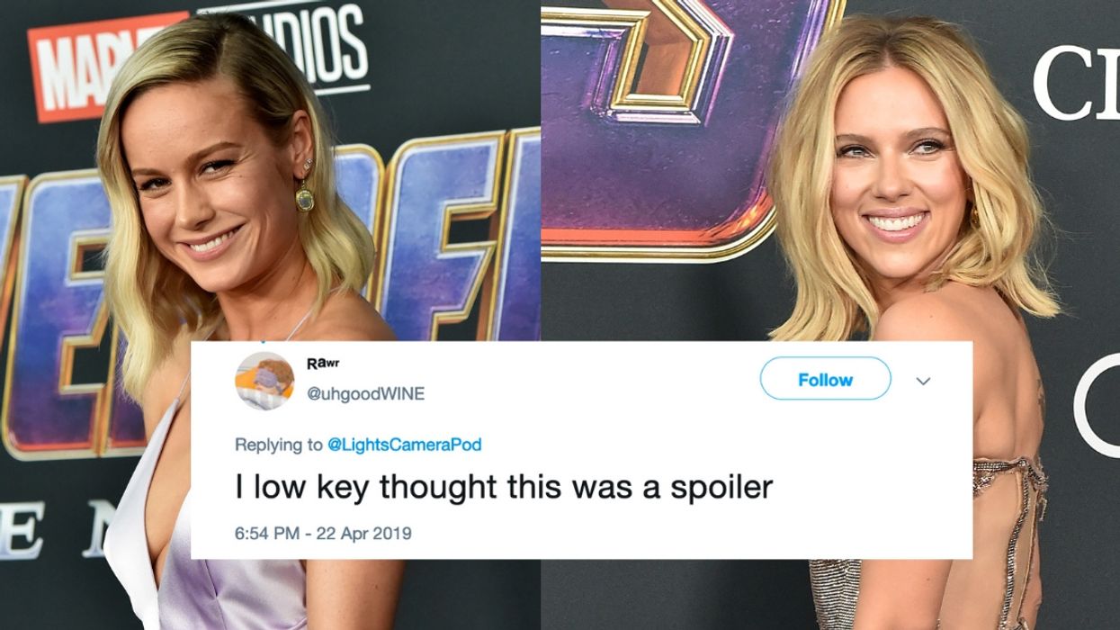 Brie Larson And Scarlett Johansson Rocked The 'Avengers: Endgame' Red Carpet Looking A Lot Like Thanos