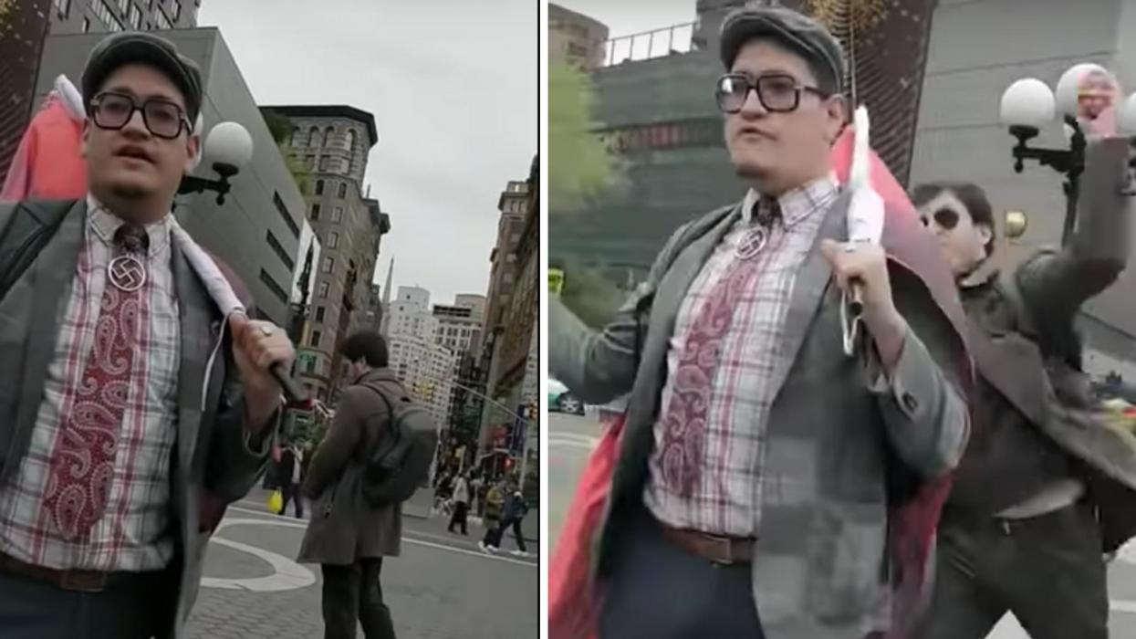 Nazi Spouting Hate At New York City's Union Square Gets A Surprise Egging To The Head In Viral Video