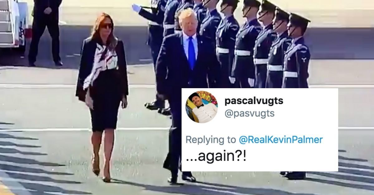 Melania Was Having None Of Trump Trying To Hold Her Hand As They Arrived In The UK In Yet Another Awkward Moment Caught On Camera