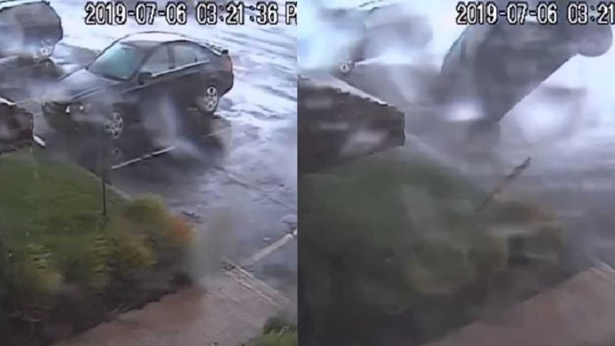 Security Video Shows Surreal Moment A Wind From A Tornado Flips A Car