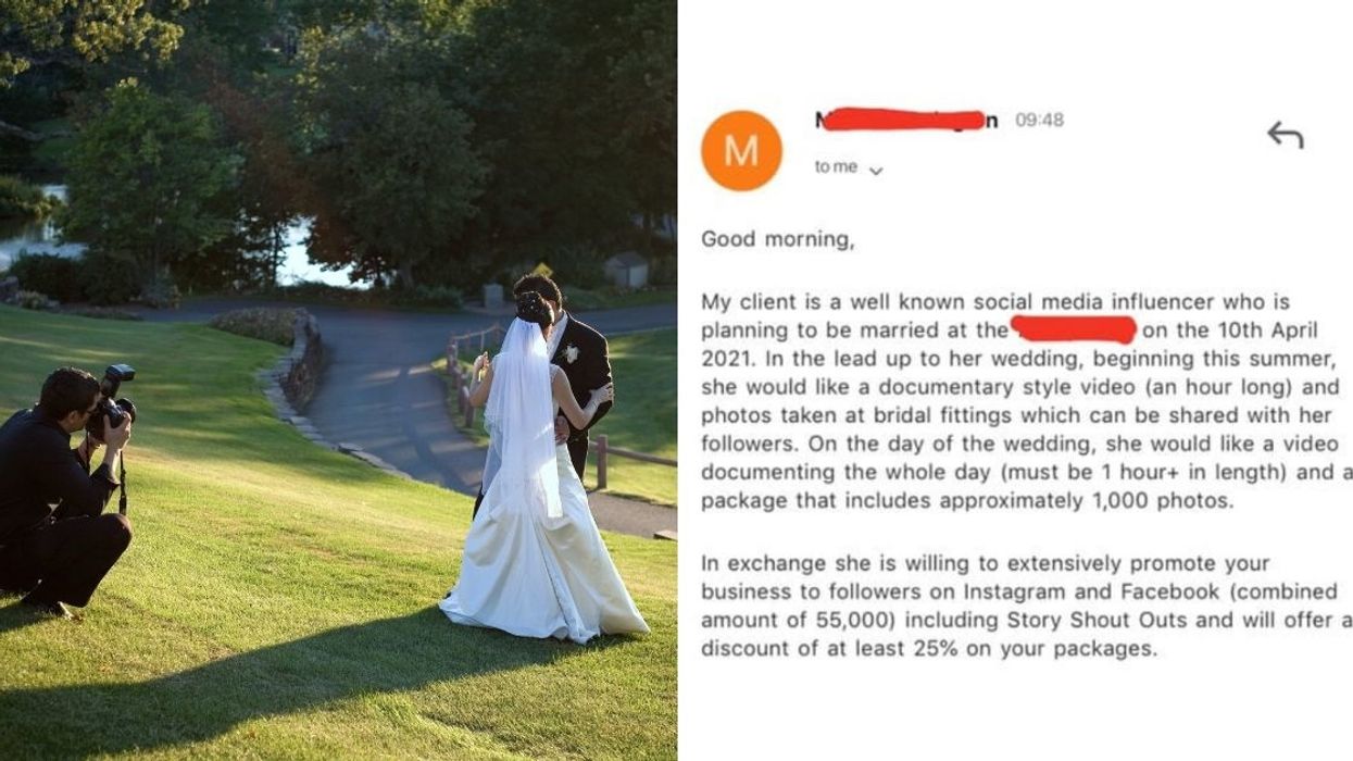 Instagram 'Influencer' Offers The Chance To Photograph Her Wedding For Free—And Photographer Makes Her Instantly Regret It