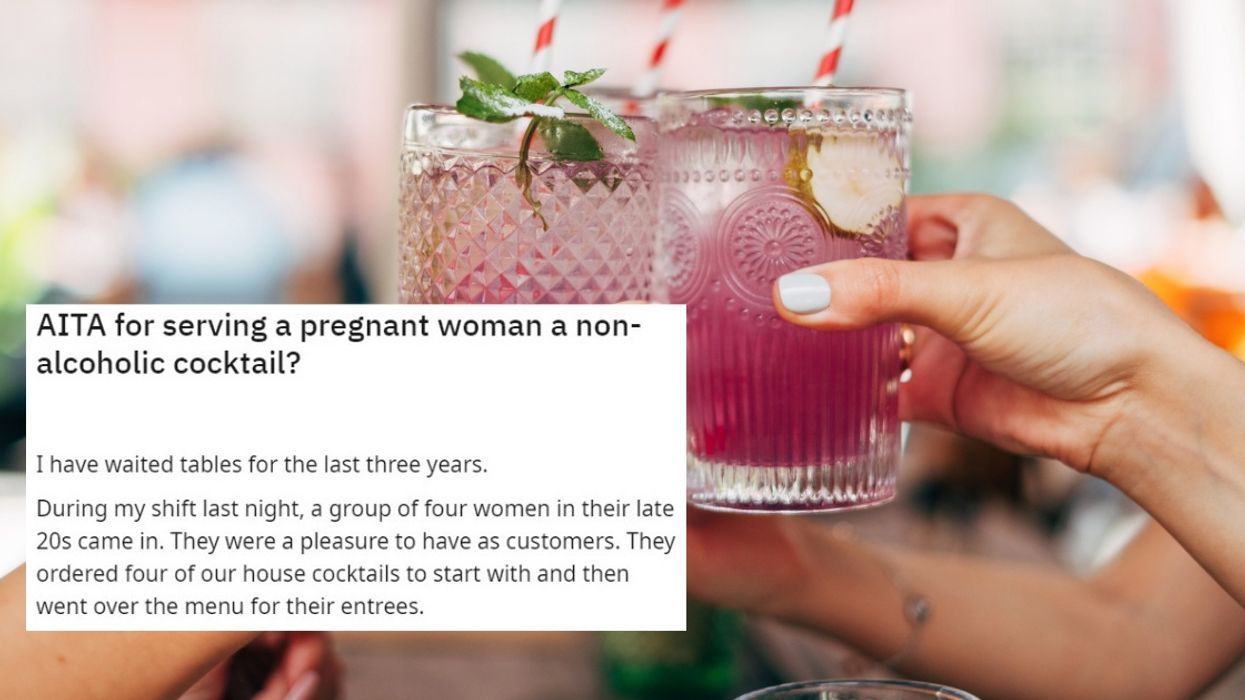 Server Slips Woman Non-Alcoholic Drinks After Overhearing Her Say She's Pregnant, and the Internet Is Divided