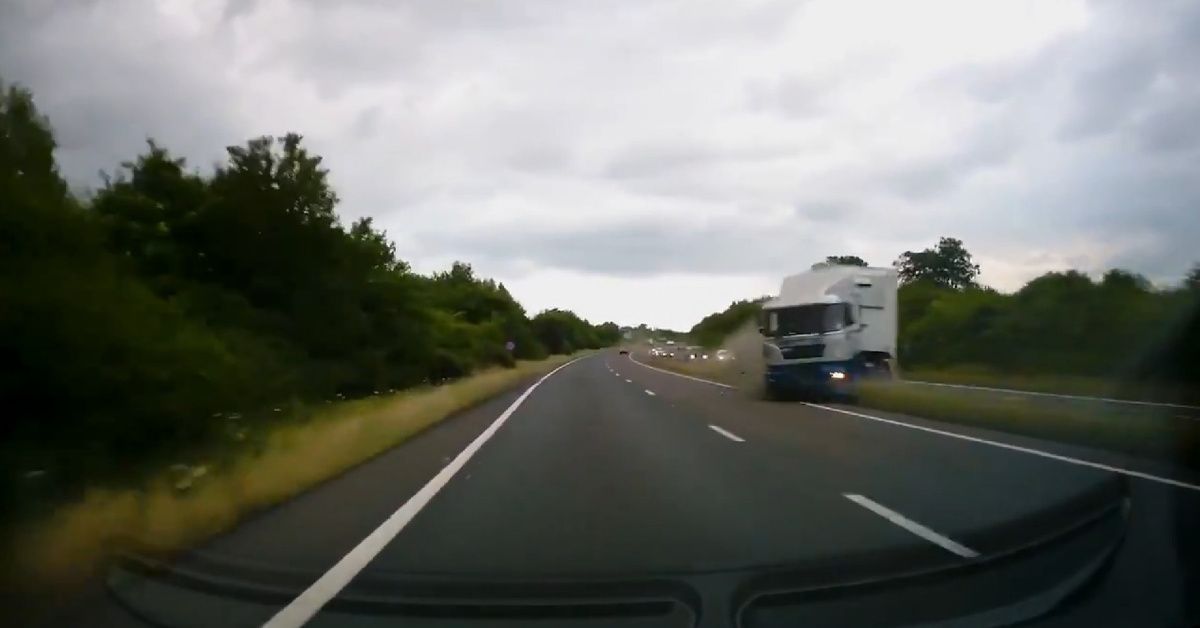 Dramatic Dashcam Video Captures The Moment A Semi-Truck Narrowly Misses Slamming Into Car