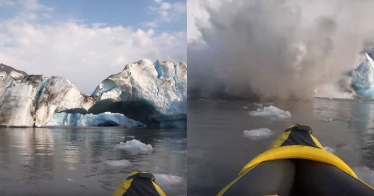 Kayakers 'Lucky To Be Alive' After Glacier Collapses Right Next To Them