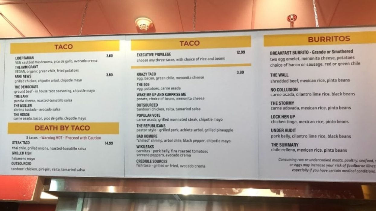 New Mexico Restaurant Criticized Over Menu Items Called 'Lock Her Up', 'The Wall' And 'The Immigrant'