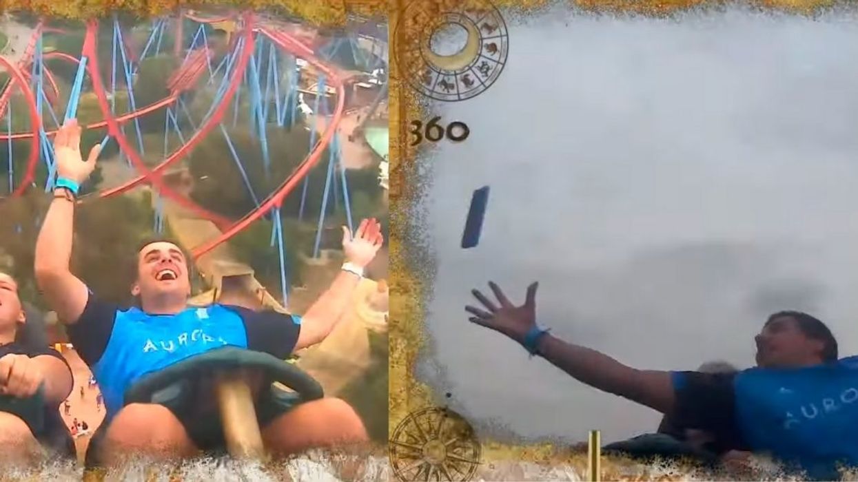 Guy Goes Viral After Impressively Catching Someone's Phone While Riding Rollercoaster