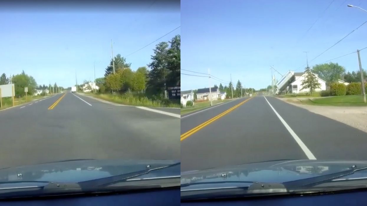Truck Somehow Manages To Catapult Itself Onto House In Bizarre Viral Dashcam Video