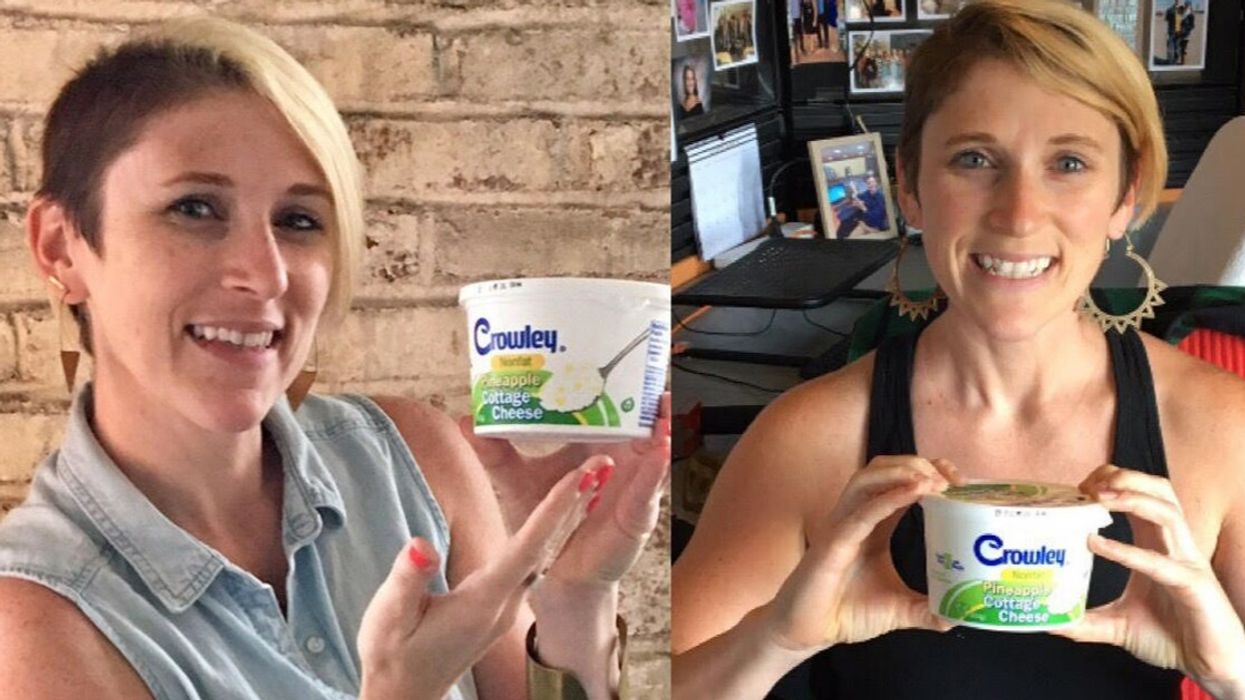 Woman Holds Anniversary Photoshoot With Cottage Cheese Left In The Office Fridge For Seven Years