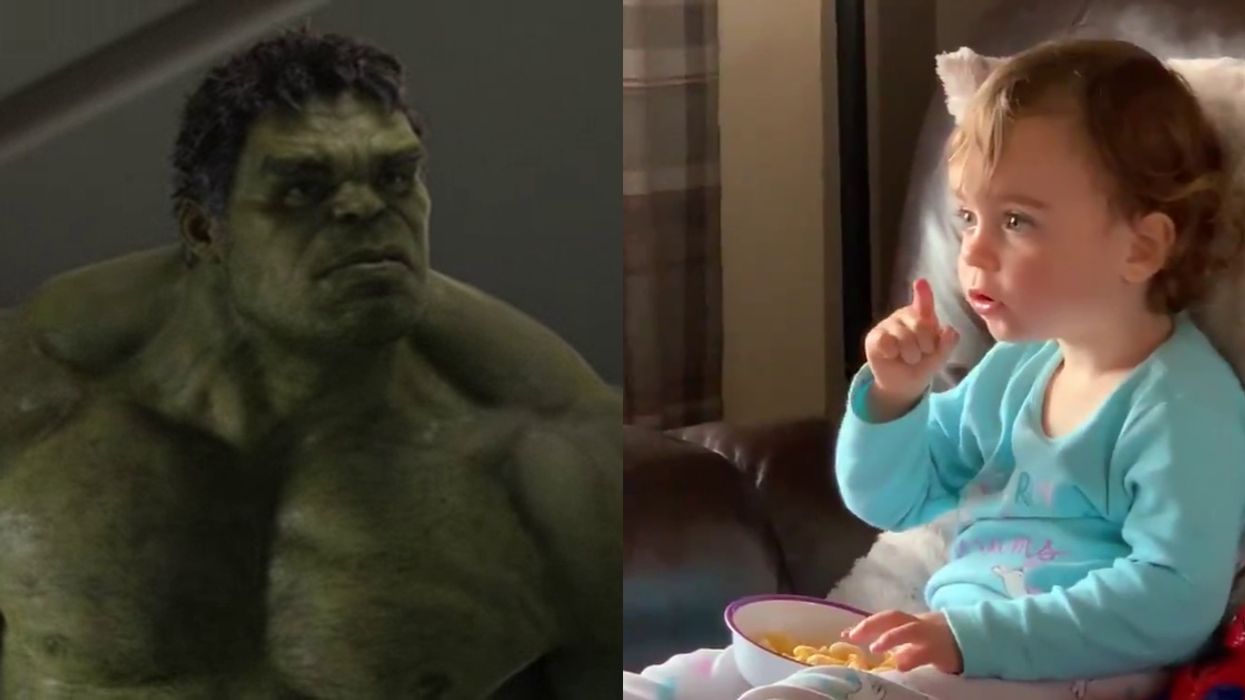 Two-Year-Old Girl Left Flabbergasted While Watching The Hulk Smash Things For The First Time
