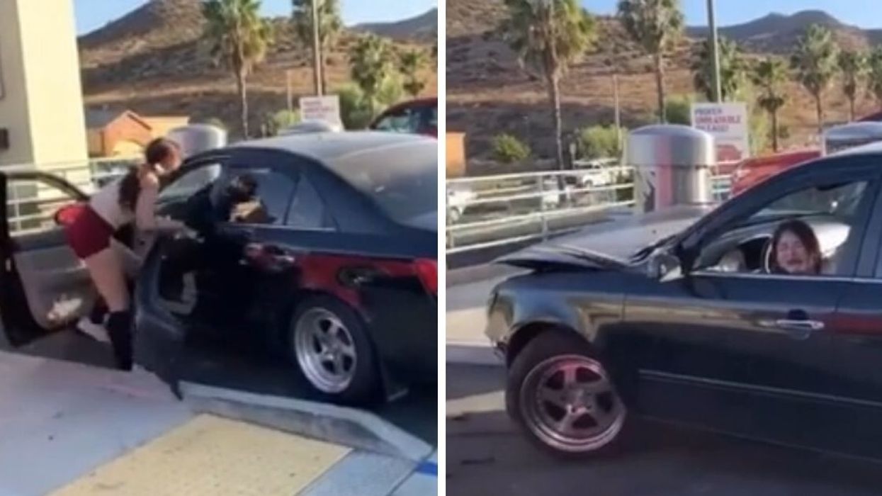 Woman Has Unhinged Meltdown After Guy Blocks Her In Parking Spot For Hitting His Car