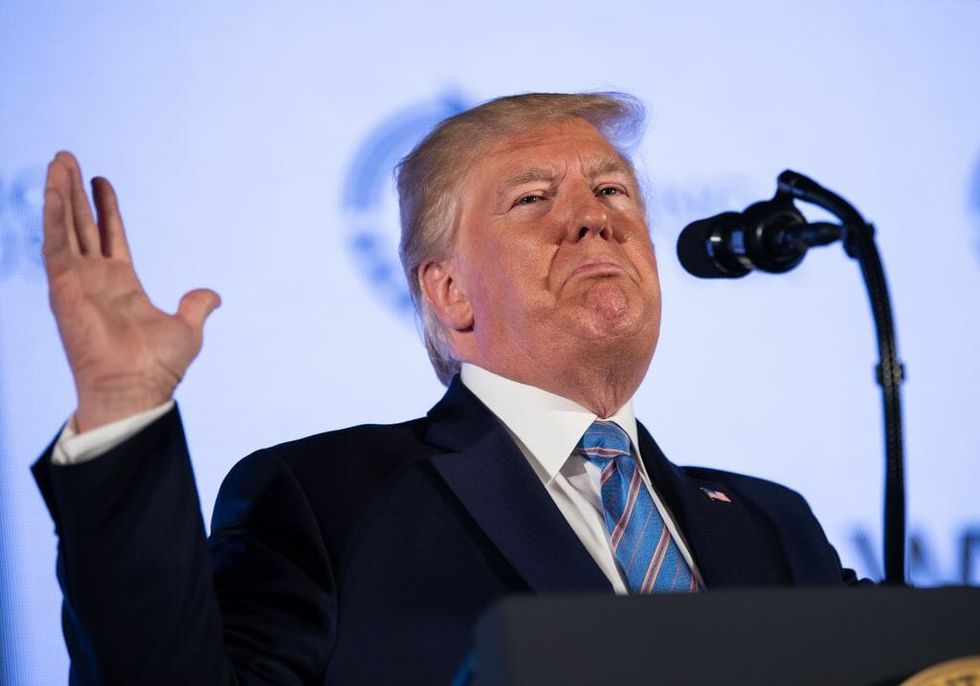 Someone Trolled Trump By Projecting a Russia-Inspired Fake Presidential Seal at a Recent Trump Event and Somehow No One Noticed