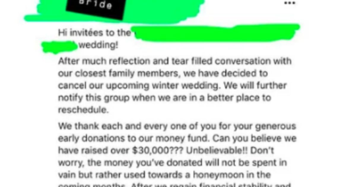 It Turns Out That Viral Story About The Bride Stealing $30k In Wedding Donations Was All Just A Marketing Ploy