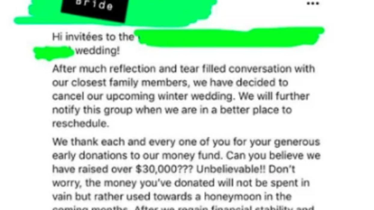 It Turns Out That Viral Story About The Bride Stealing $30k In Wedding Donations Was All Just A Marketing Ploy