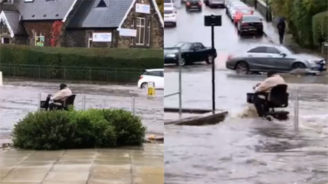 Woman Goes Viral After Being Filmed Driving Her Mobility Scooter Through Severe Flood Waters
