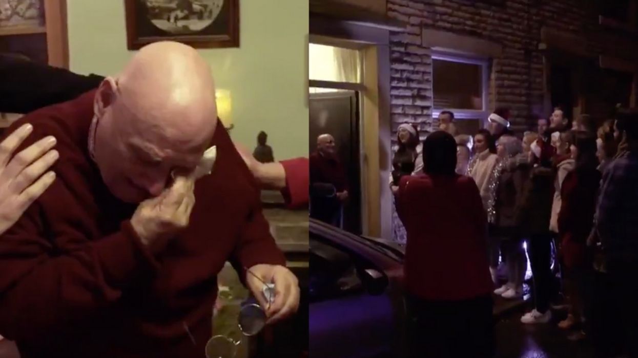 Lonely Pensioner Breaks Down In Tears After Being Surprised With Christmas Tree And Carolers