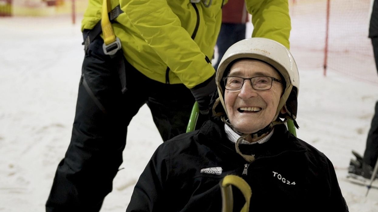 Care Home Resident Fulfills His Boyhood Wish Of Skiing For The First Time, Just Months Before His 93rd Birthday