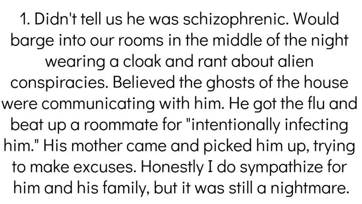 People Share Their Roommate From Hell Horror Stories