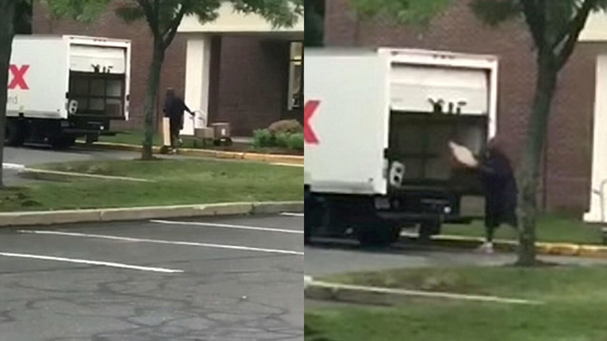 FedEx Delivery Driver Caught On Camera Carelessly Hurling Boxes Into Back Of Truck