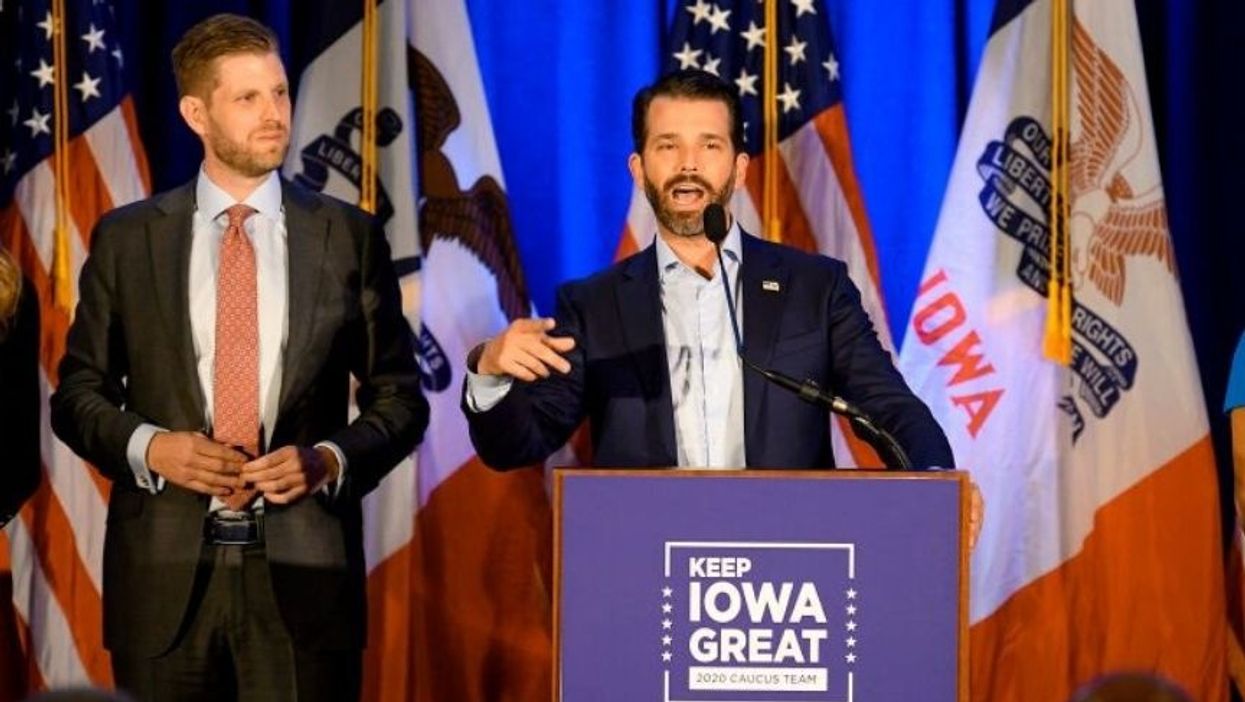 Trump Campaign Gets Brutally Mocked for Photo of Trump Officials Wearing 'Keep Iowa Great' Hats on Flight Back From Iowa