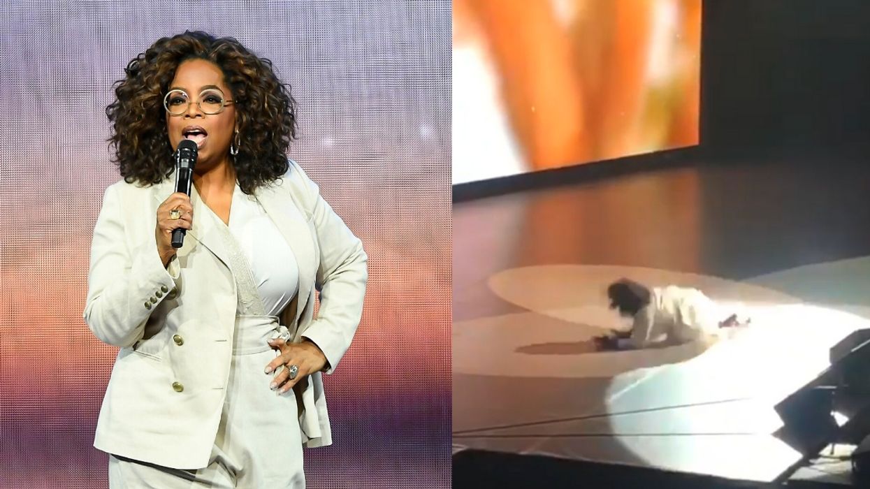 Oprah Ironically Took A Tumble On Stage While Talking About 'Balance'—But She Handled It Like A Pro