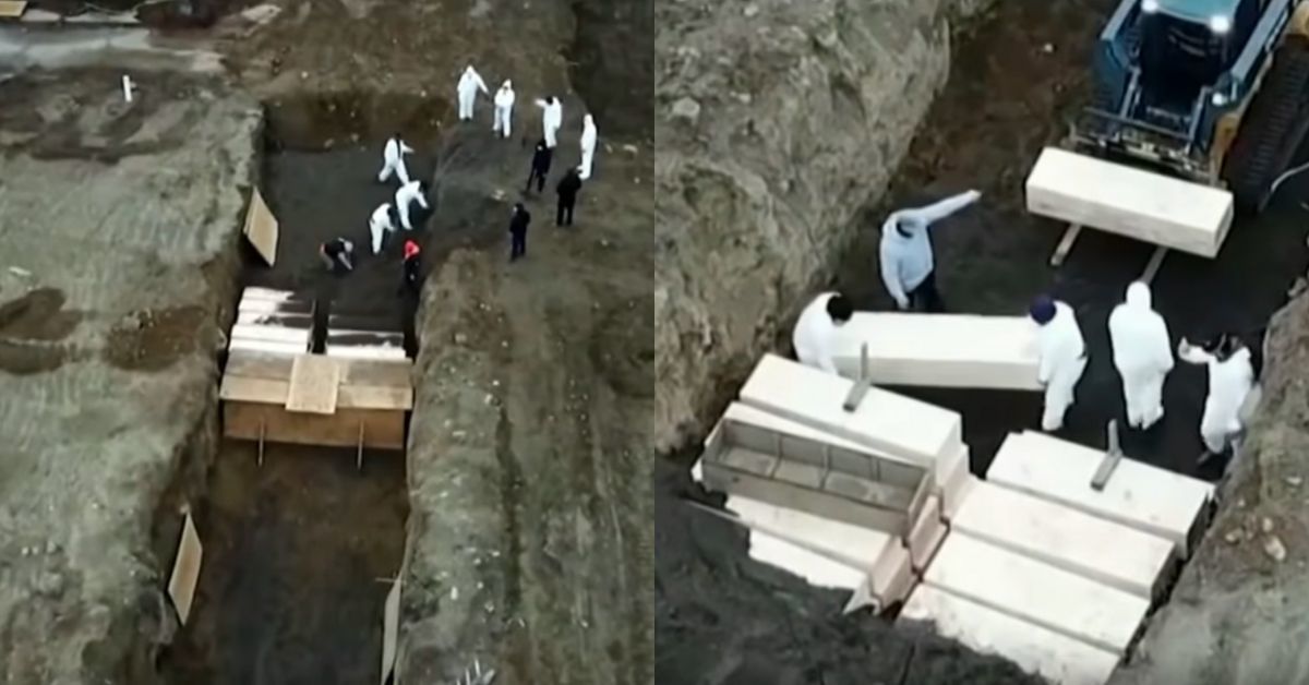 Drone Captures Apparent Mass Grave Site For Pandemic Victims In New York City As Morgues Face Overcrowding