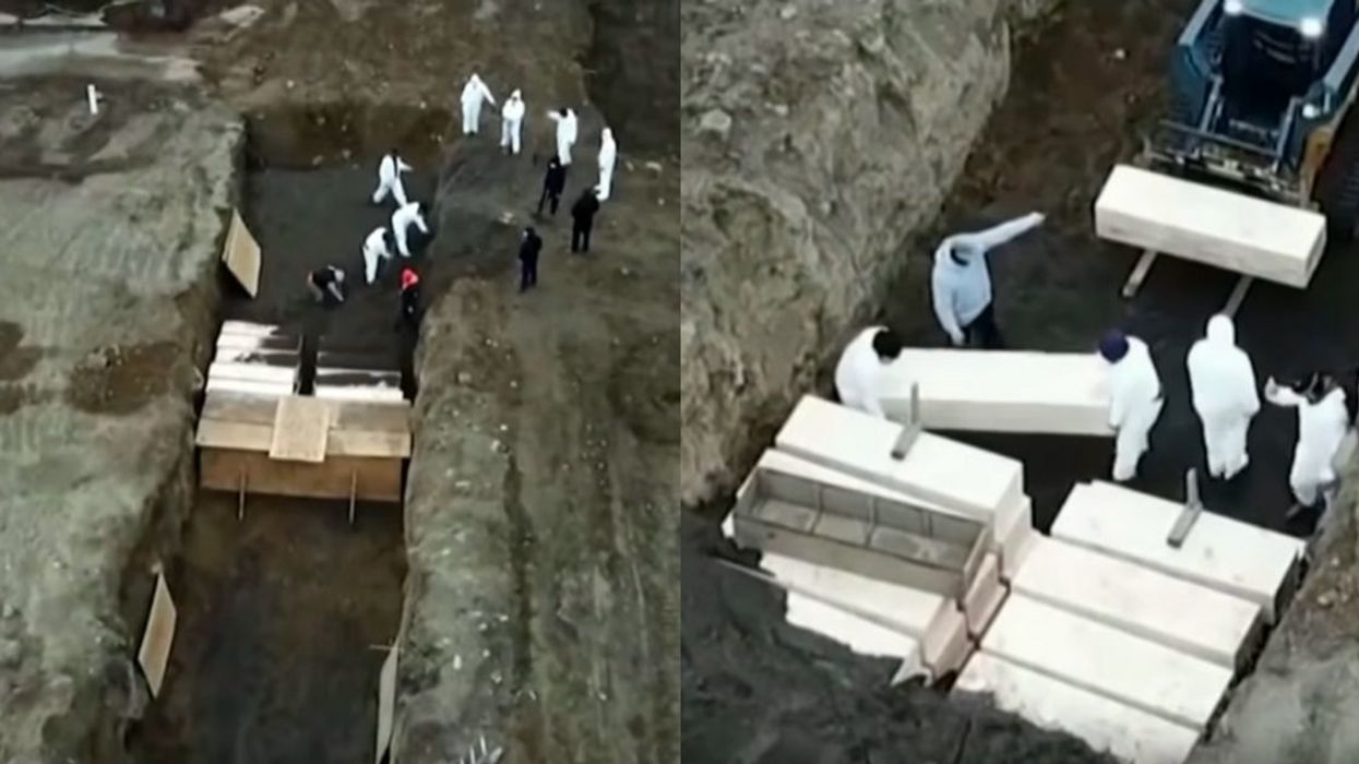 Drone Captures Apparent Mass Grave Site For Pandemic Victims In New York City As Morgues Face Overcrowding