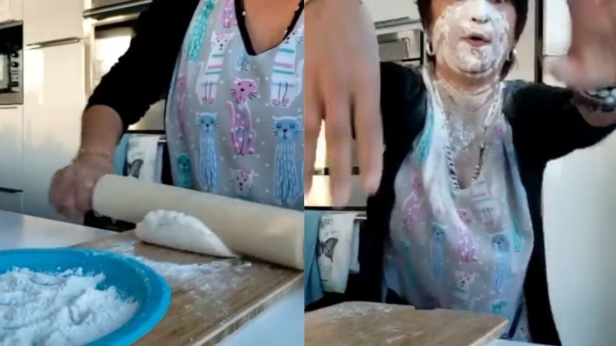 Woman's Instructional Video On Making Bread Takes A Hilariously Disastrous Turn As She Gets A Face Full Of Flour