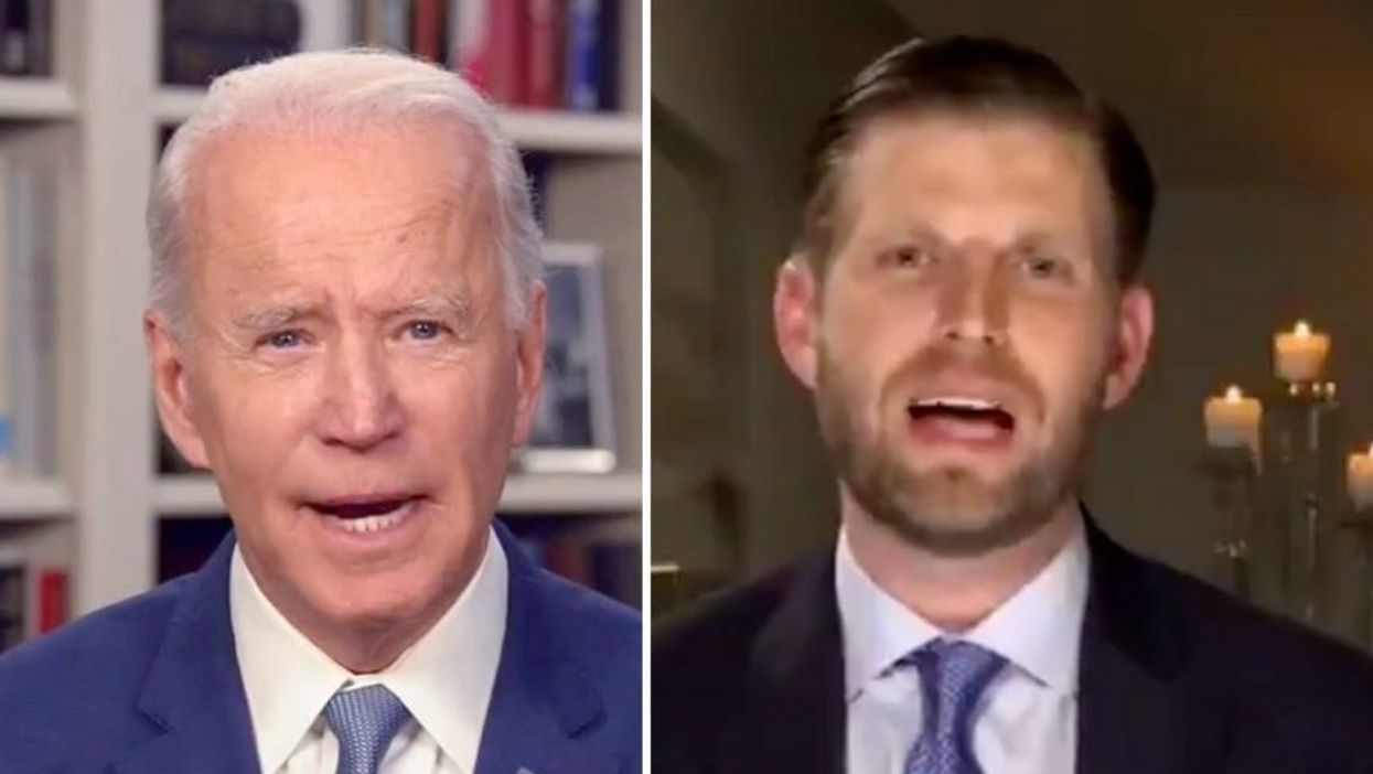 Biden Campaign Slams Eric Trump for Saying Democrats Are Using Virus as a 'Strategy' and It Will 'Magically' Disappear After Election