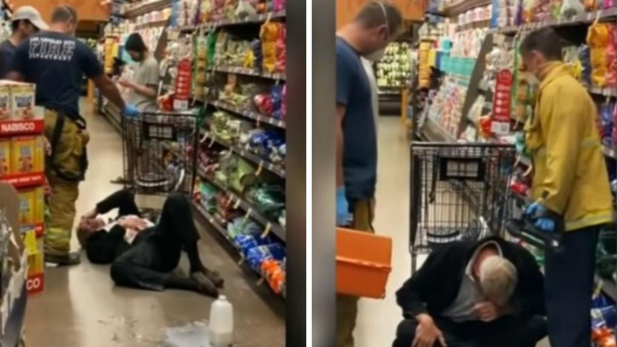 Anti-Mask Man Bursts Into Tears After Employee Pepper-Sprays Him For Ramming Her With His Cart