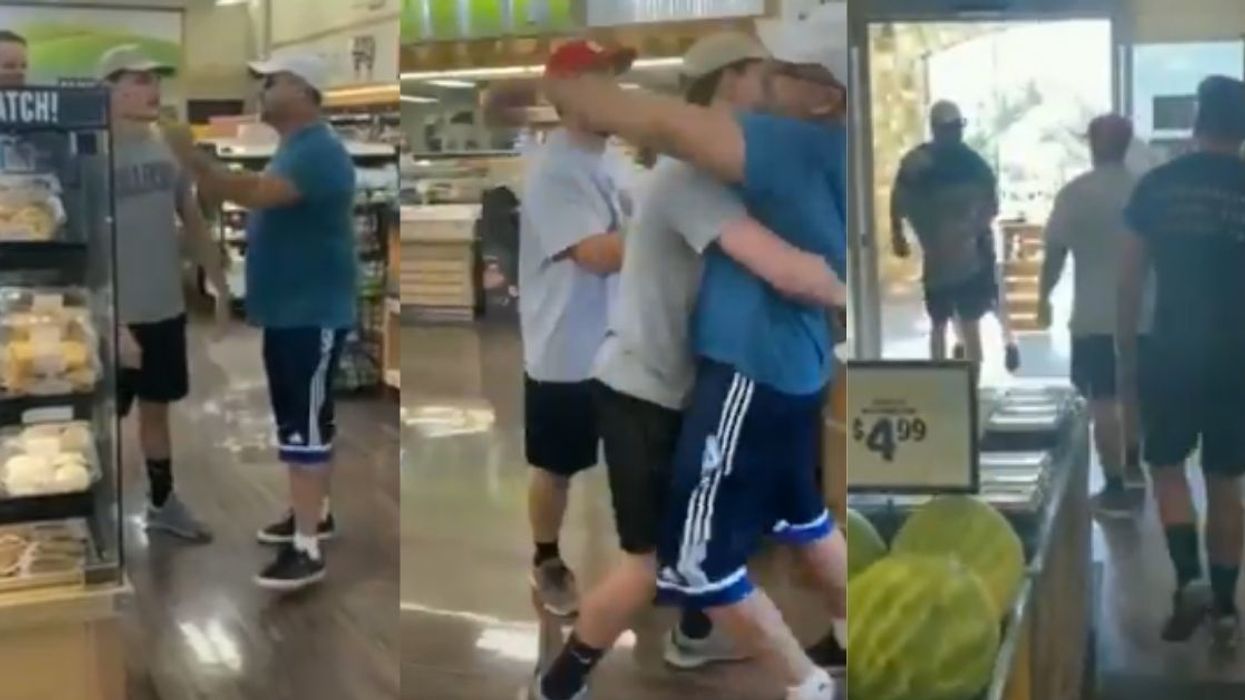Anti-Mask Man Throws Tantrum In Grocery Store And Has To Be Carried Out By His Own Son
