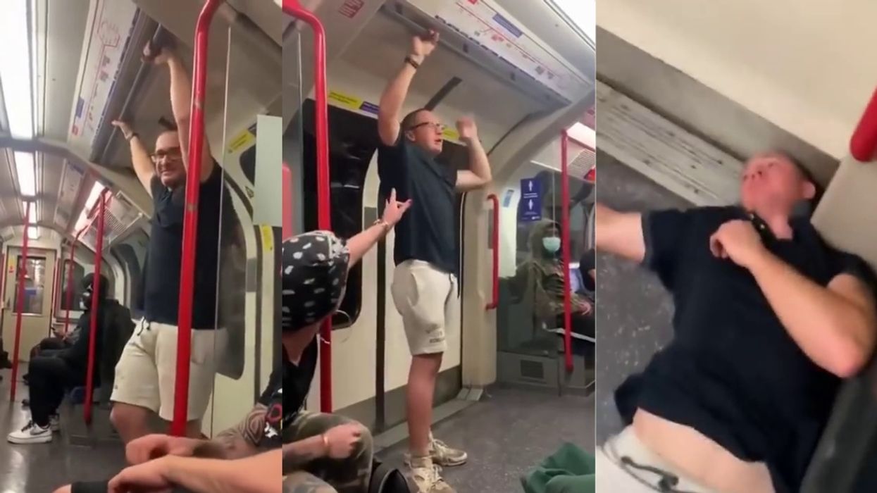 Maskless Guy Gets Knocked Out Cold After Hurling Racist Rant At Passengers On Subway
