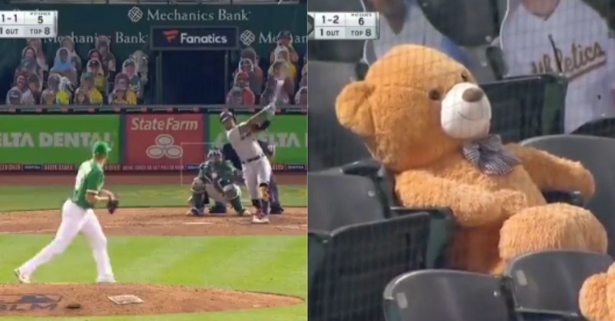 A Giant Teddy Bear In The Stands Took A Hard-Driven Foul Ball Straight To The Head Like A Pro