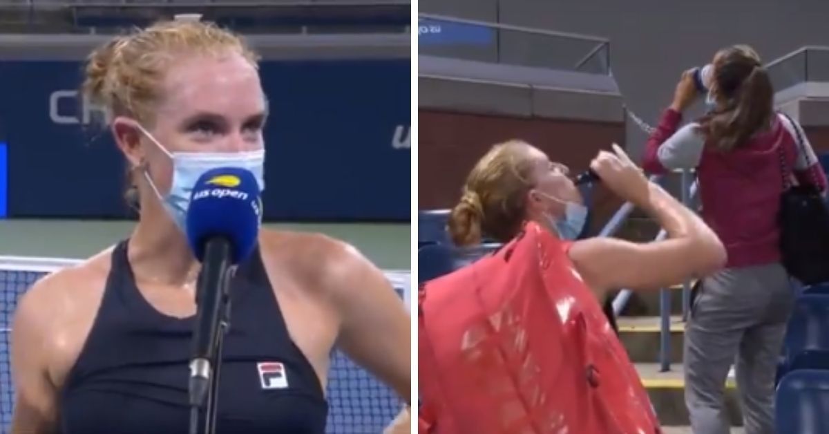 American Tennis Player Yells 'Alcohol!' Before Chugging Some Red Wine After Upset Win At U.S. Open